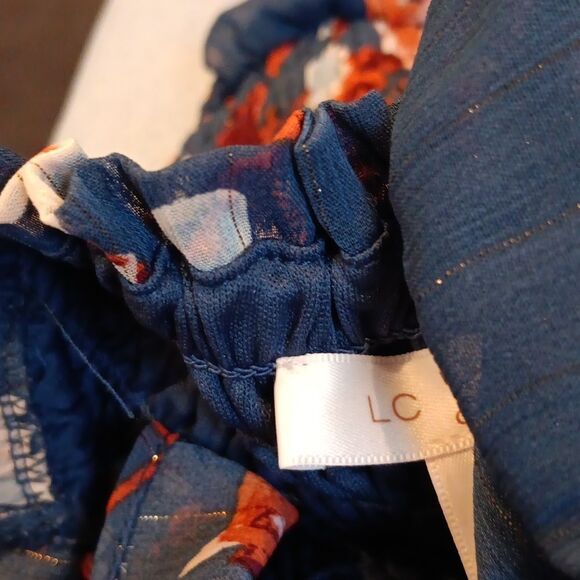 LC Lauren Conrad Blue Floral Tiered Midi Dress. - Picture 10 of 12